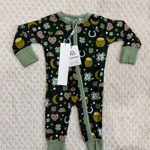 Emerson Kids Green Lucky Charm Zip Footie Pajamas